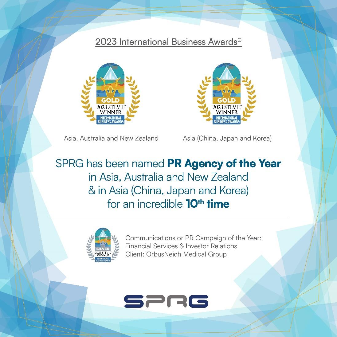SPRG Dazzles with Three Trophies  from the Prestigious Stevie Awards   In the 2023 International Business Awards